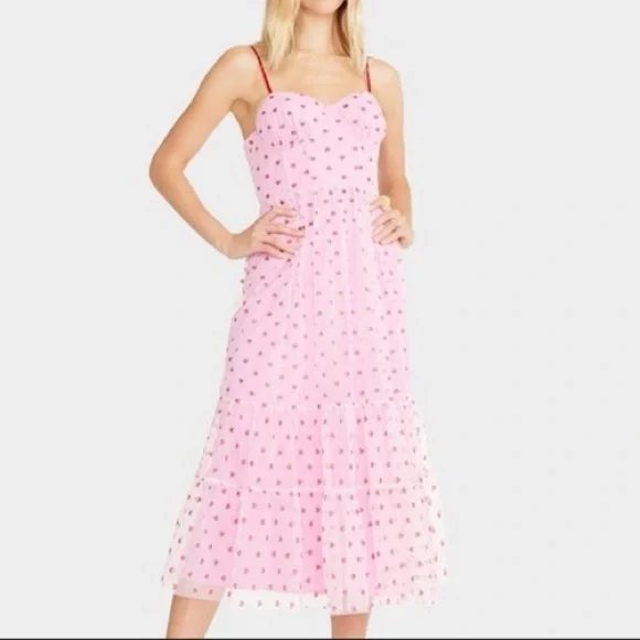 NWT VIRAL BETSEY JOHNSON Valentines Day Classically Pink Mesh Heart Dress TikTok - Picture 3 of 14